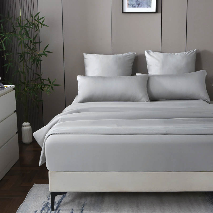 Perlgrau / Bambus-Lyocell / 180x200 cm / Spannbettlaken – extra tief, perfekt für Boxspringbetten