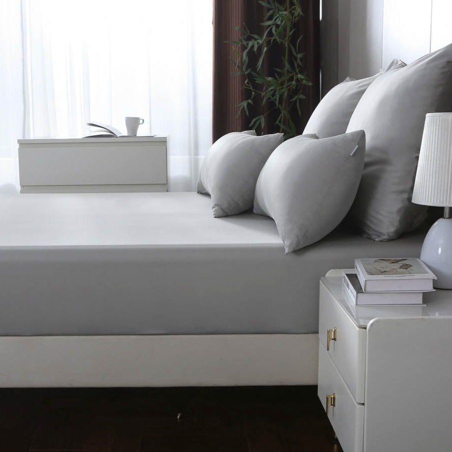 Perlgrau / Lyocell / 200x200 cm / Bettwäsche – für Doppelbett, OEKO-TEX, atmungsaktiv