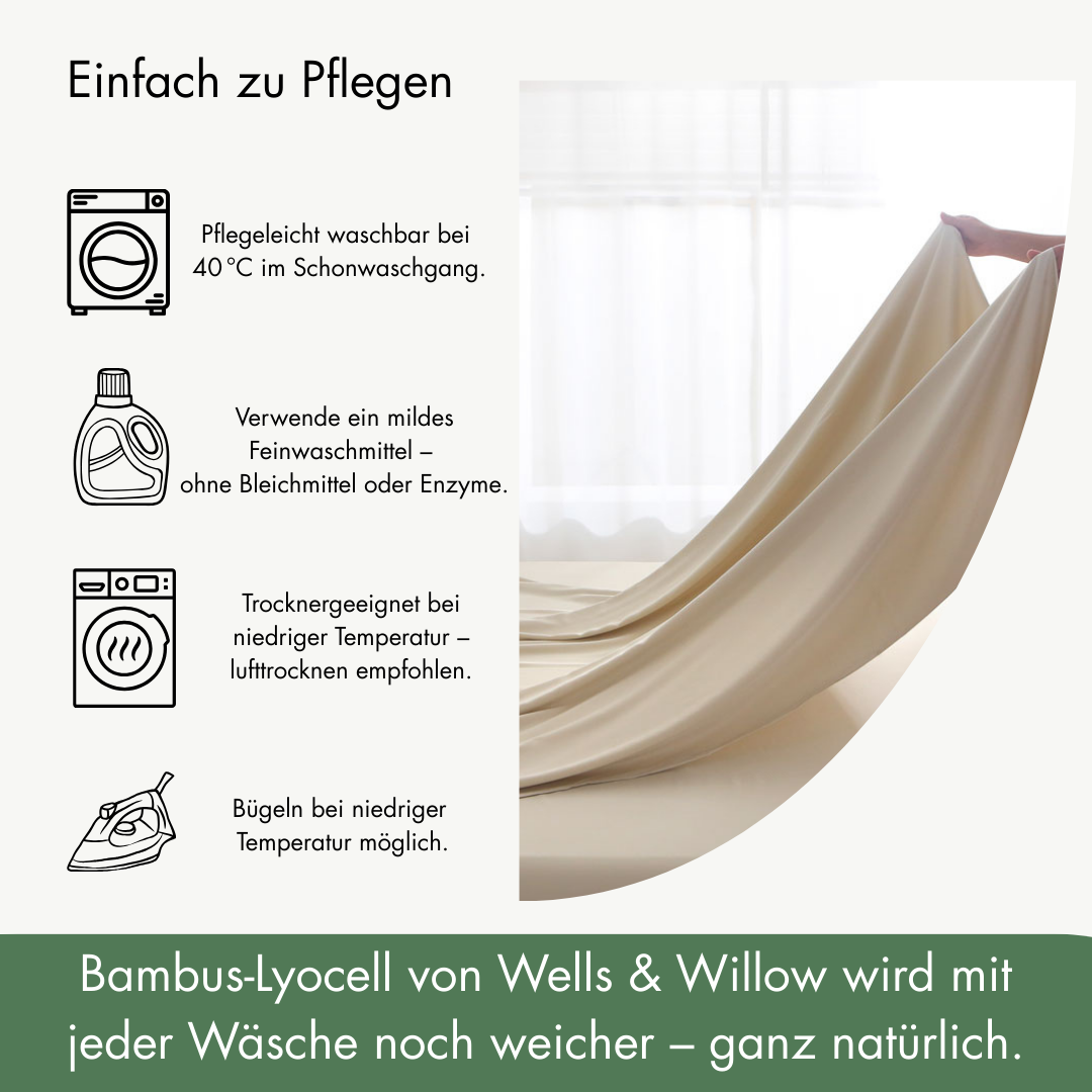 Bettwäsche 200×220 / Bambus Lyocell / Pearl Grau / 400 TC / Wells & Willow