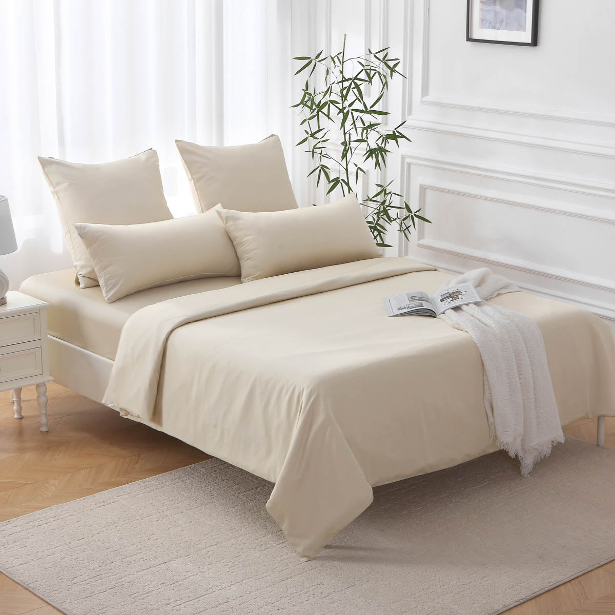Sandbeige / Lyocell / 135x200 cm / Bettdeckenbezug mit Kissen 80x80 cm – pflanzenbasiert & vegan