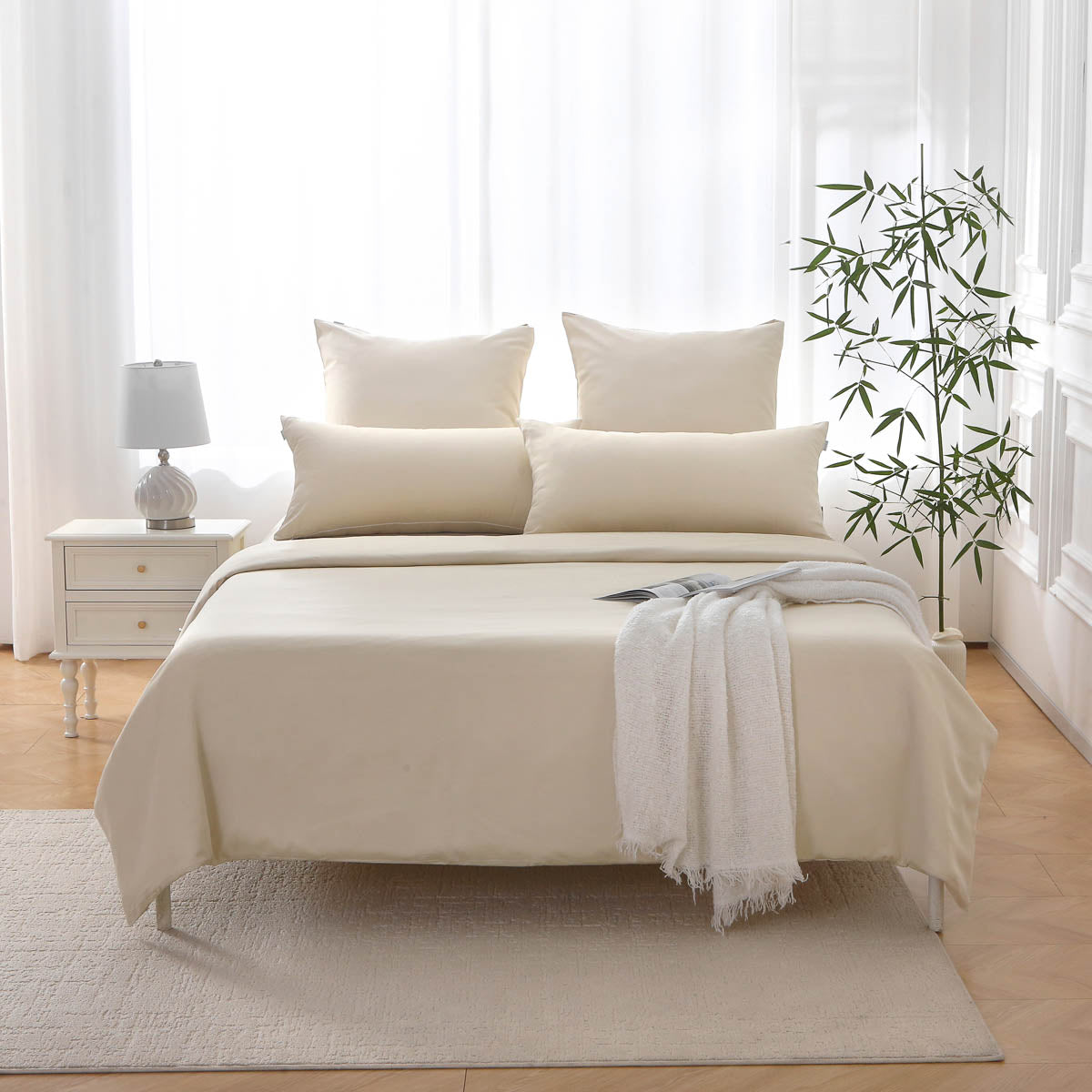 Sandbeige / Bambus-Lyocell / Bettwäsche mit Kissenhülle – OEKO-TEX & allergikerfreundlich