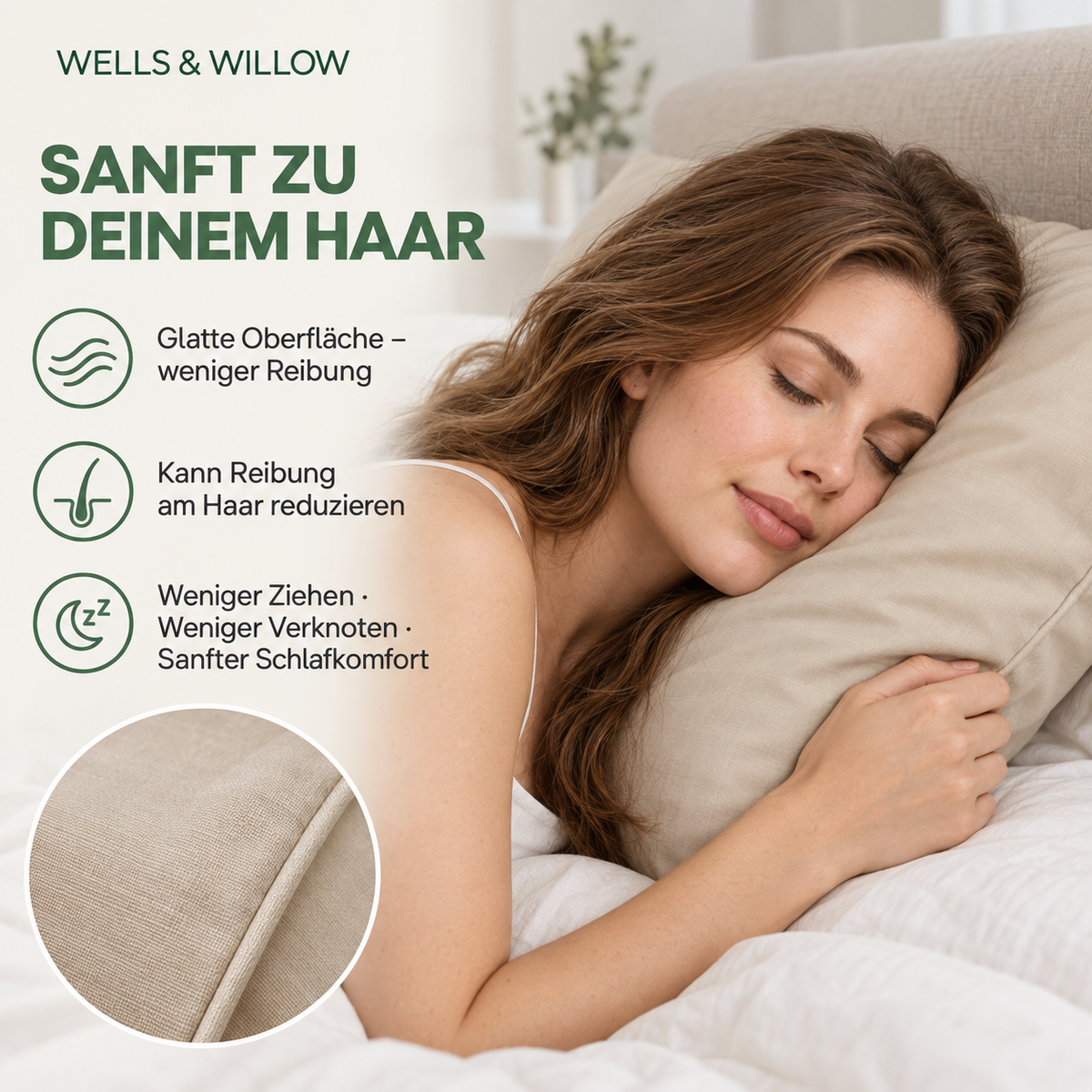 Bambus Lyocell Kissenbezug Nougat