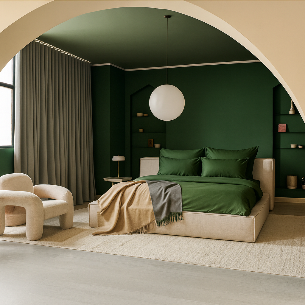 Dunkelgrün / Bambus-Lyocell / Spannbettlaken – knitterarm, weich & für empfindliche Haut