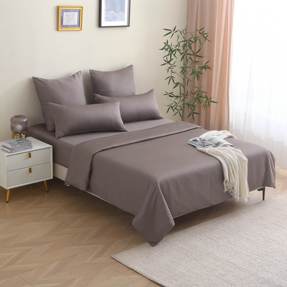 Nougat / Lyocell / Bettbezug 135x200 mit Kissen 80x80 – seidig, glatt fallend & pflegeleicht