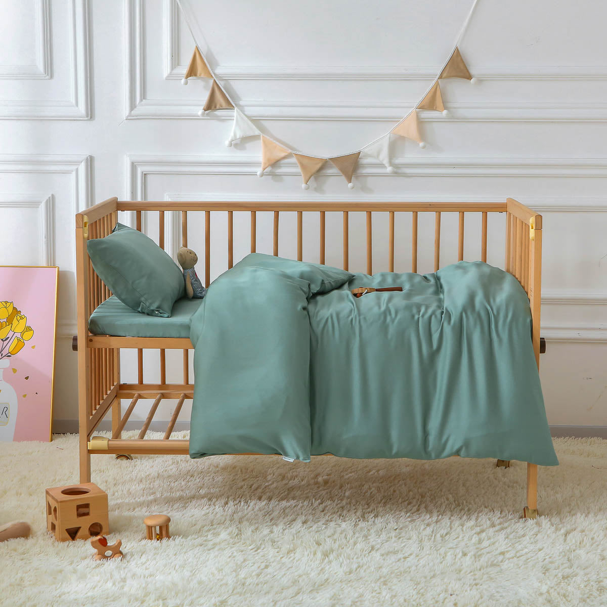 Sage Grün / Weiche Bambus Bettwäsche für Kinder / 135x200 cm / OEKO-TEX zertifiziert